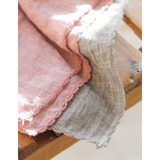 Lace-trim Plain Square Light Scarf
