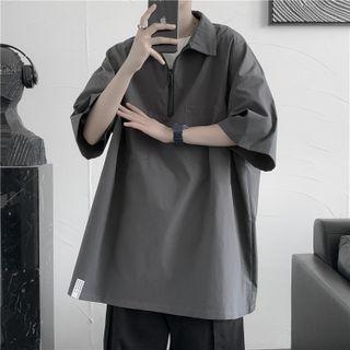 Elbow Sleeve Zip Front Cargo Shirt