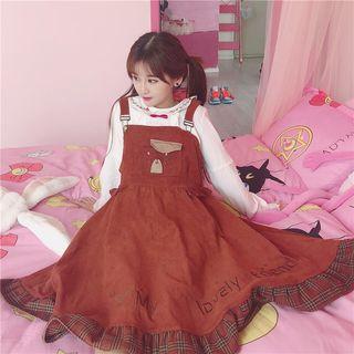 Embroidered A-line Jumper Dress Caramel - One Size