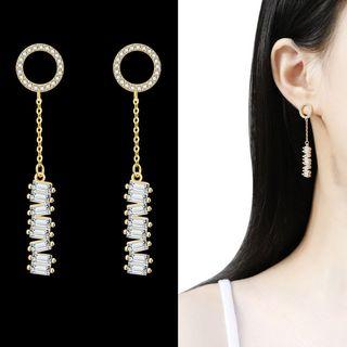 Rhinestone Dangle Earring 1 Pair - Sterling Silver Needle - Drop Earring - One Size