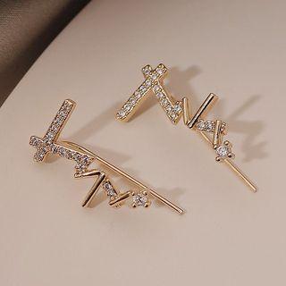 Asymmetric Rhinestone Stud Earring