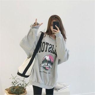 Text Graphic Print Oversized Sweatshirt