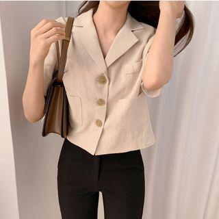 Short-sleeve Blazer Almond - One Size