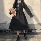 Flare-cuff Bow A-line Shirtdress