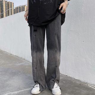 Ombre Slit-hem Wide Leg Jeans