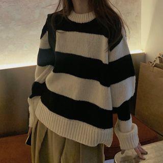 Round-neck Striped Over-sized Sweater