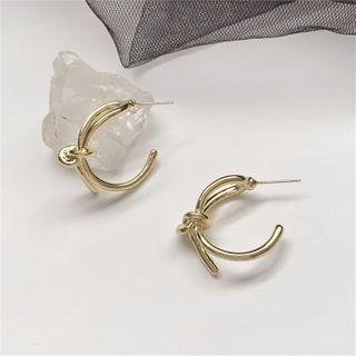 Alloy Knot Open Hoop Earring 1 Pair - Stud Earring - One Size