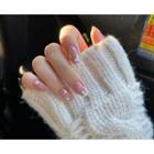 Print Faux Nail Tips R164 - Glue - White Love Heart & Star - Pink - One Size