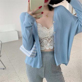 Lace Camisole Top / Knit Cardigan / Sweatpants