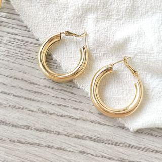 Alloy Hoop Earring Stud Earrings - 1 Pair - Gold - One Size