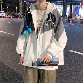 Color Block Oversized Hood Jacket