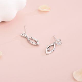 925 Sterling Silver Rhinestone Drop Earring Es1267 - 1 Pair - Platinum - One Size