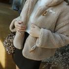 Toggle-button Faux-fur Jacket Beige - One Size