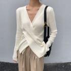 V-neck Plain Ribbed Sweater
