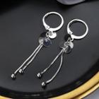 Disc Fringed Hoop Earring 1 Pair - Hoop Earring - Disc & Tassel - Silver - One Size