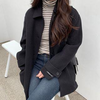 Detachable Vest Wool Blend Jacket With Sash