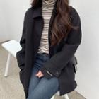Detachable Vest Wool Blend Jacket With Sash