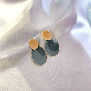 Oval Disc Dangle Earring 1 Pair - Gray - One Size