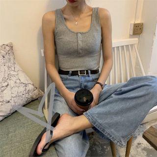 Half-button Knit Tank Top