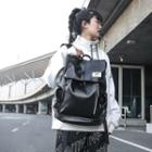 Faux Leather Letter Tag Backpack