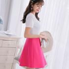 Color-block Short-sleeved A-line Dress