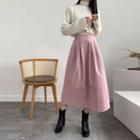 Pleated Corduroy Long Skirt