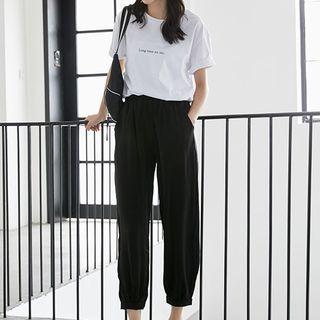 Short-sleeve Letter T-shirt / Harem Pants