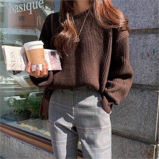 Rib-knit Wool Blend Sweater