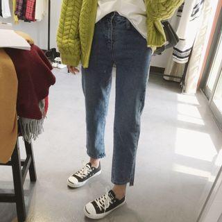 Cropped Straight Cut Jeans