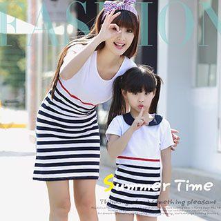 Family Short-sleeve Stripe T-shirt Dress