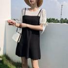 Mock Two Piece Dotted Short Sleeve Dress