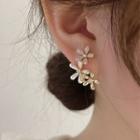 Flower Rhinestone Faux Pearl Alloy Earring 1 Pair - Gold - One Size