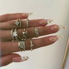 Set Of 8: Rhinestone Alloy Ring (assorted Designs) As Shown In Figure - One Size