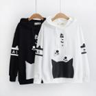 Cat Print Hoodie / Short-sleeve Hoodie