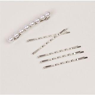Faux Pearl Hair Clip / Set Of 5: Bobby Pin