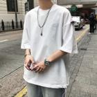 3/4-sleeve Contrast Tag T-shirt