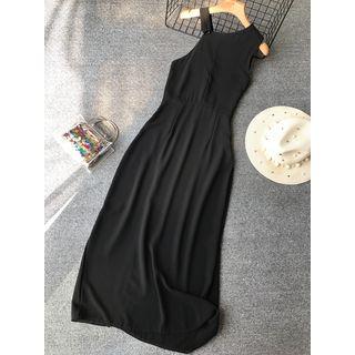 Plain Asymmetric Shoulder Dress