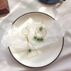 Non-matching Beaded Drop Earring Green - One Size