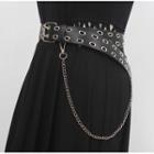 Alloy Layered Faux Leather Belt Black - One Size
