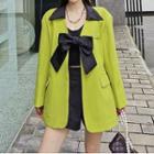 Bow Accent Blazer Green - One Size