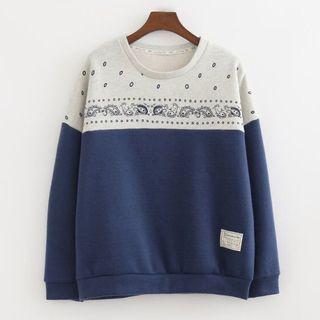 Patterned Color Panel Pullover