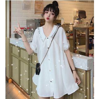 Short-sleeve Mini Buttoned Dress
