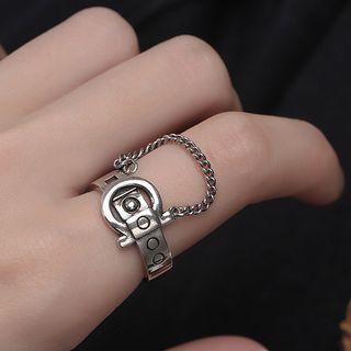 Chained Belt Alloy Open Ring Silver - One Size