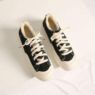 Faux-fur Lined Canvas Sneakers