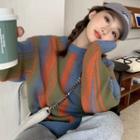 Colorblock-stripe Loose-fit Sweater