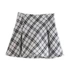 Two-tone Plaid Mini A-line Skirt