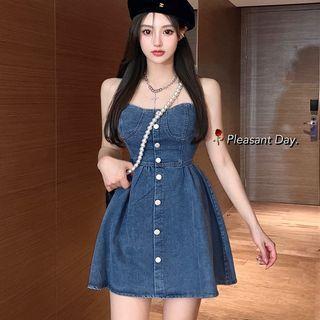 Strapless Denim A-line Dress