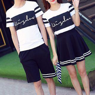 Couple Matching Short-sleeve Printed T-shirt / Shorts / Mini Skirt