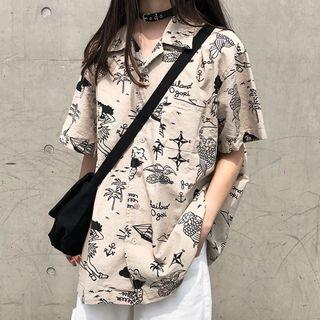 Print Loose-fit Blouse As Shown In Figure - One Size