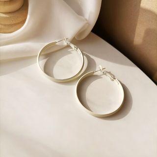 Plain Hoop Earring 1 Pair - White - One Size